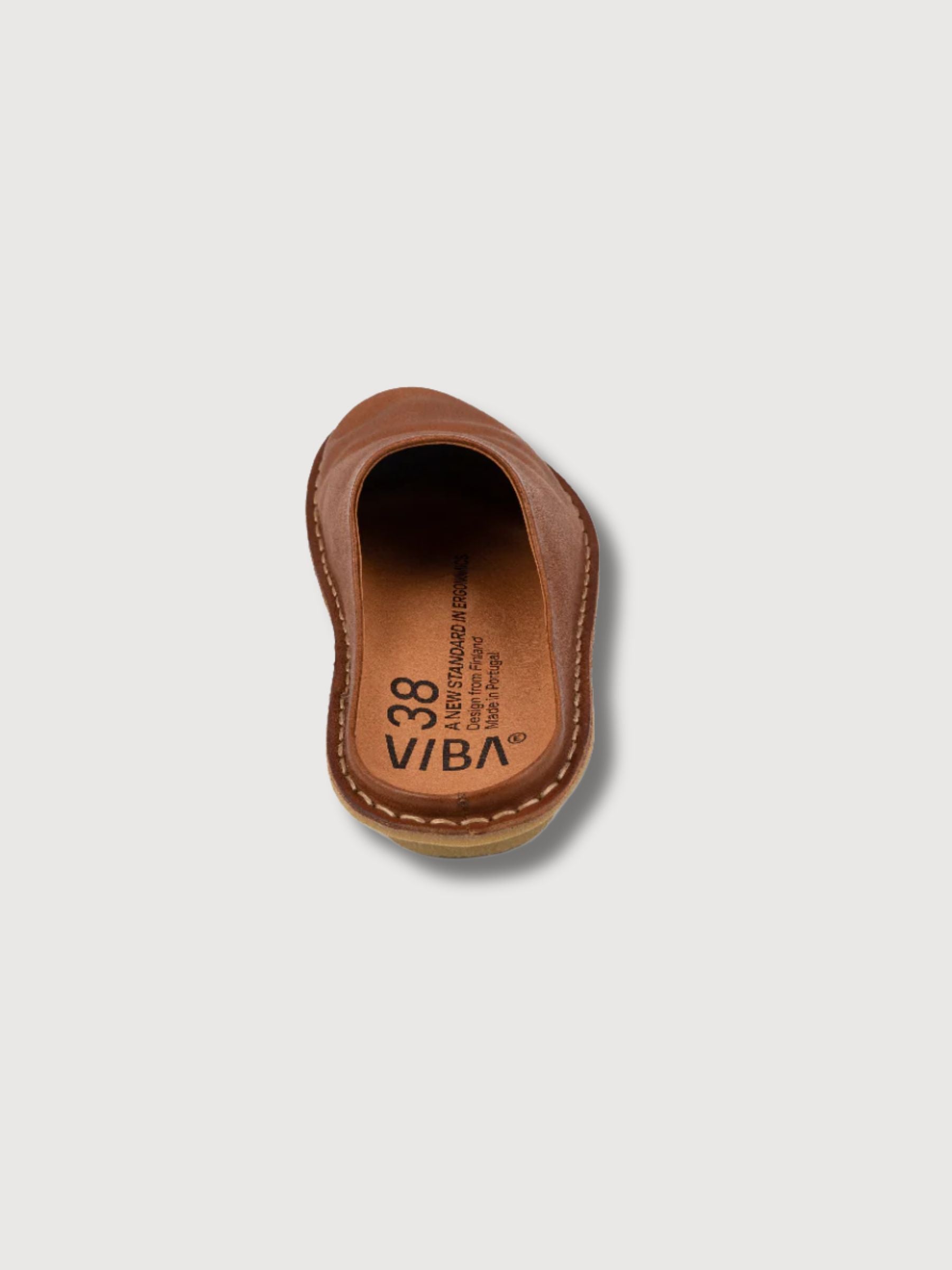 Slippers Roma Leather Cognac Brown | VIBAE