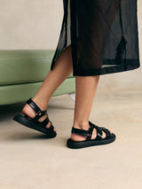 SELMA MULTI STRAP SANDAL BLACK | Jutelaune