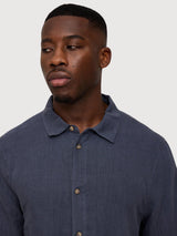 Shirt Shortsleeve Linen Man Ink Blue | Mazine