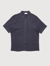 Shirt Shortsleeve Linen Man Ink Blue | Mazine