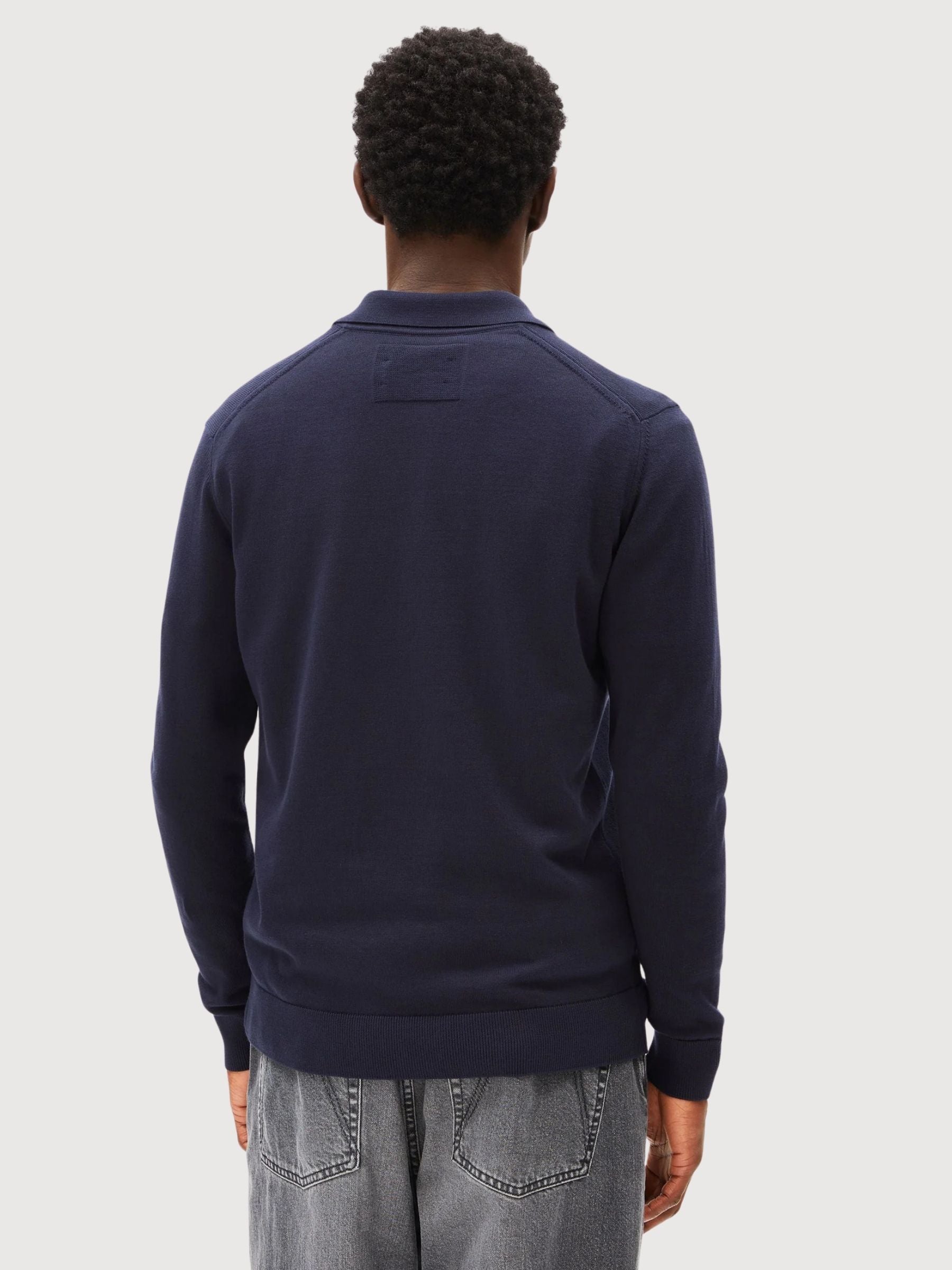 Polo a maniche lunghe in maglia Night Sky | Armedangels