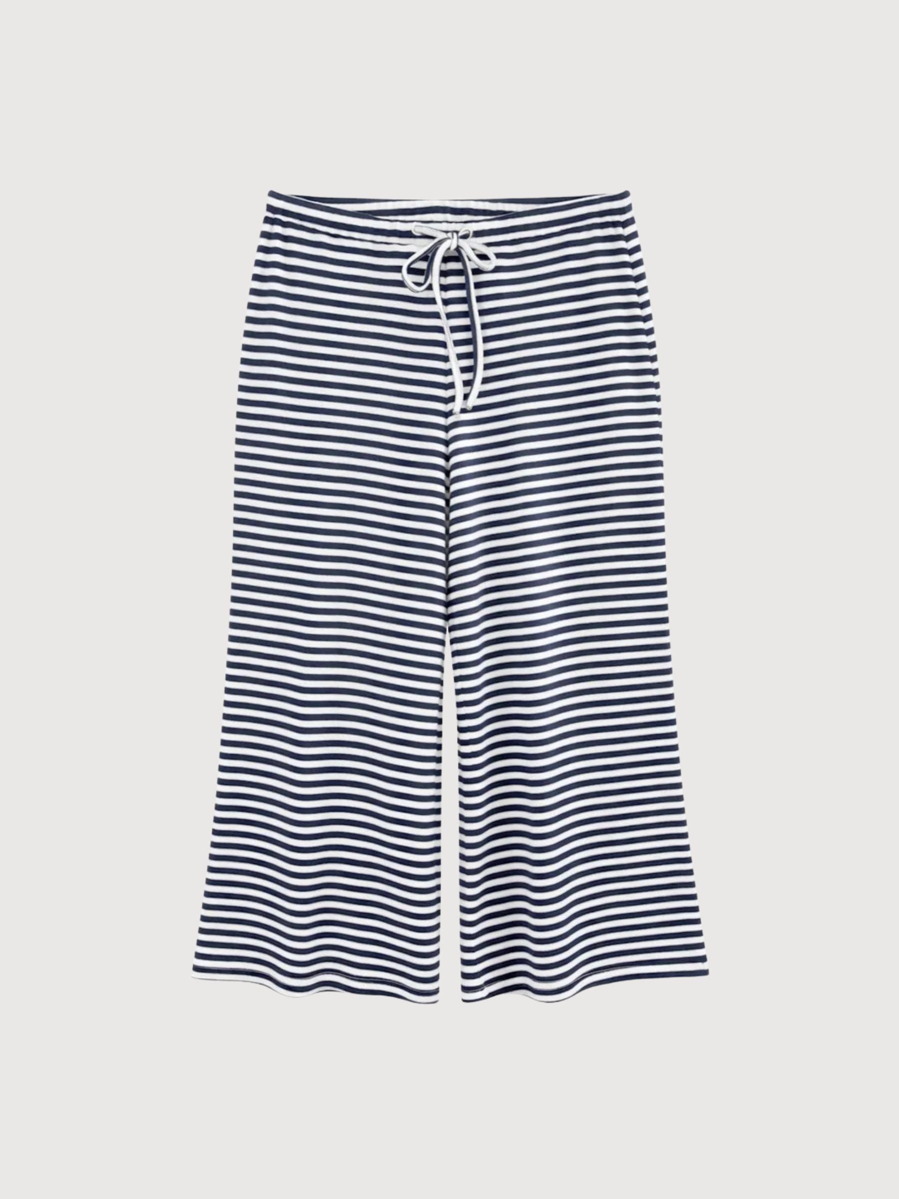 Trouser Striped Rib Woman InkBlue/white | Mazine