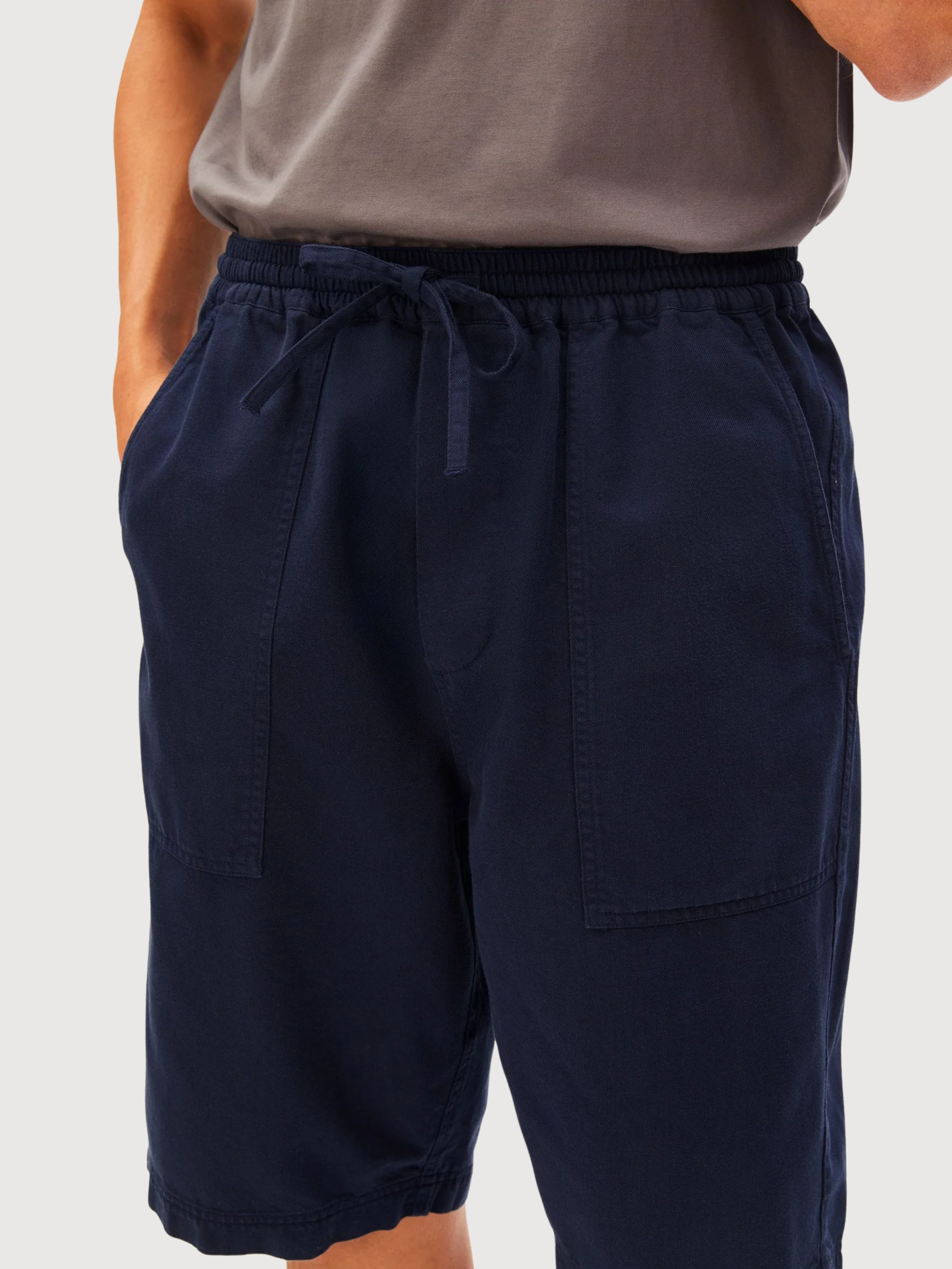 Cotone Lino Short Blu Scuro Tinto | Armedangels