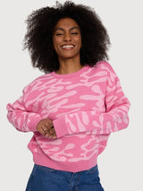 Pullover Abstract Jacquard Woman Pink | Mazine