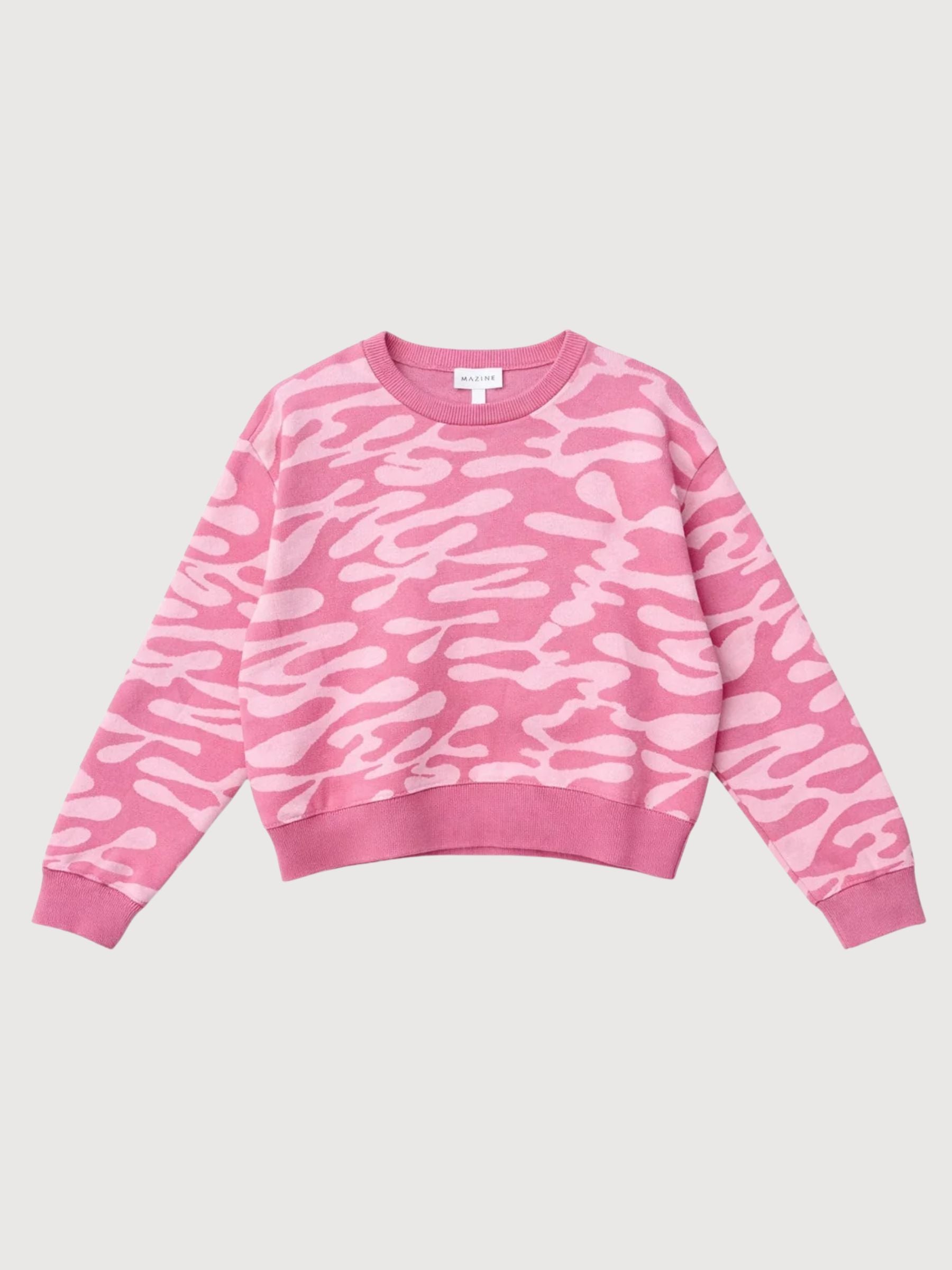 Pullover mit abstraktem Jacquardmuster, Damen, Rosa | Mazine