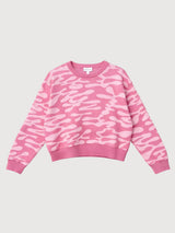 Pullover mit abstraktem Jacquardmuster, Damen, Rosa | Mazine