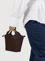 Mara Midi – Chocolate Woven Classic Leather | O My Bag