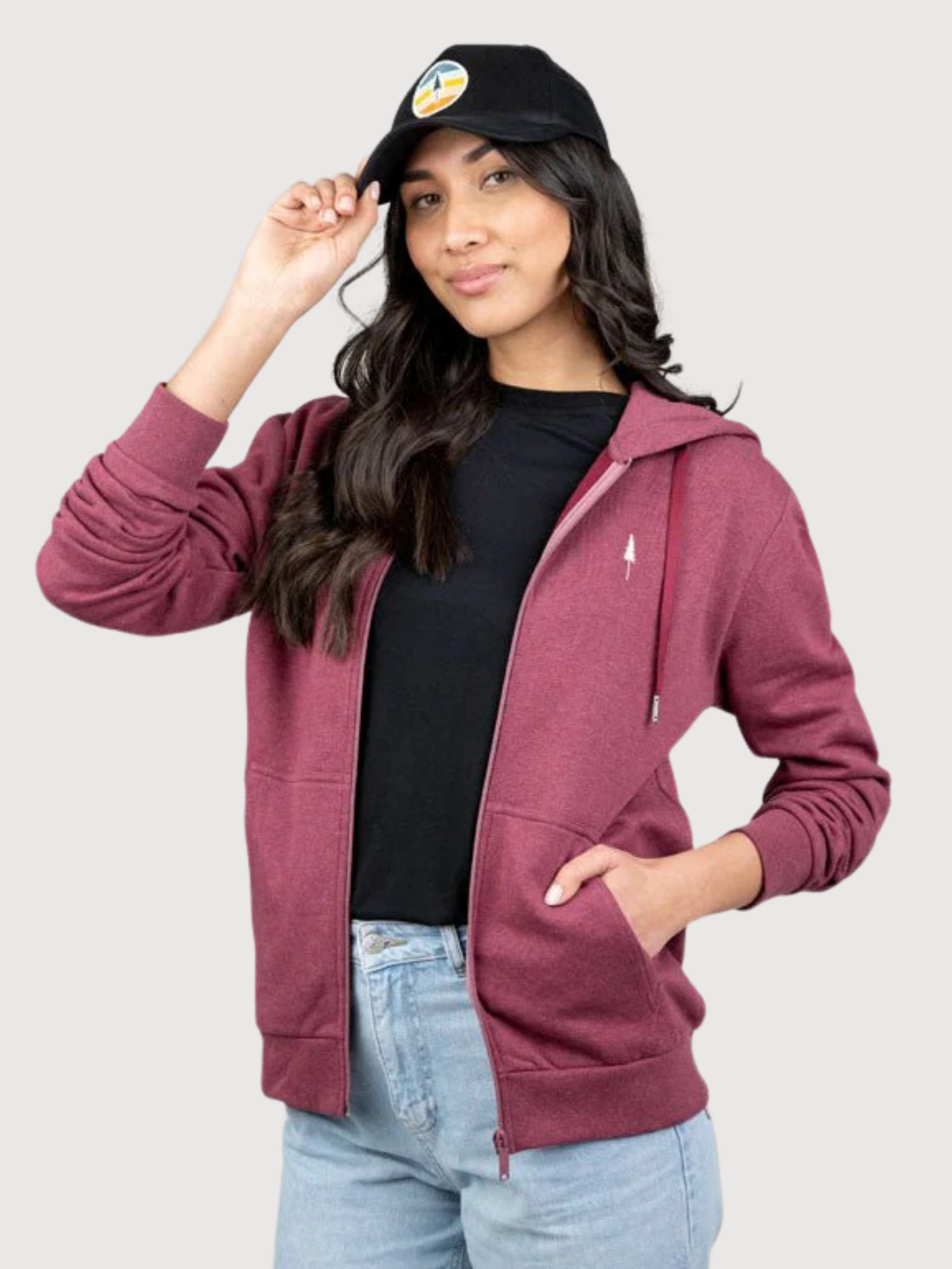 TreeHoodie Jacket Bordeaux Mel | NIKIN