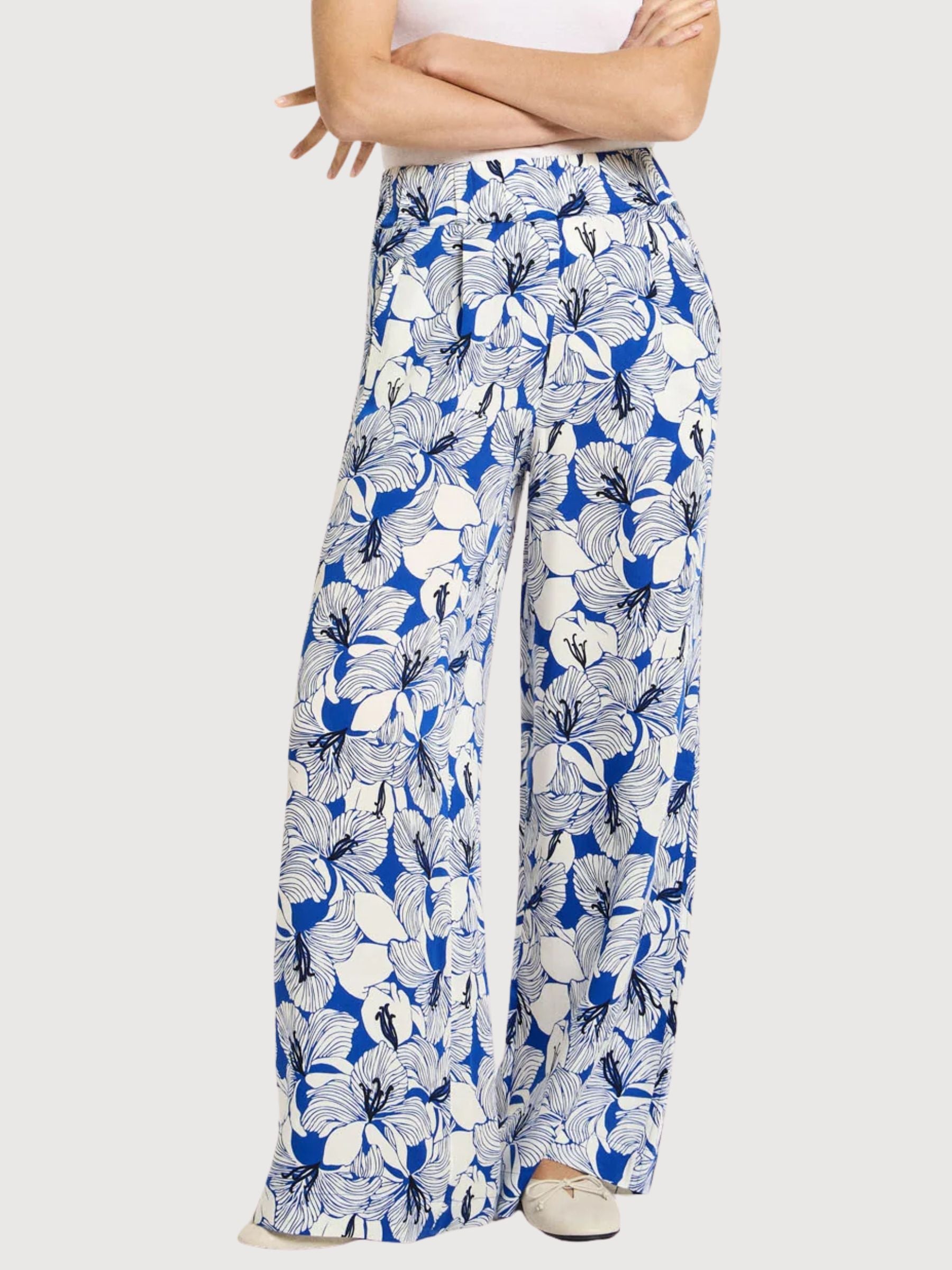 Trouser WideLeg Print Bloom Lapis Lyocell | LANIUS
