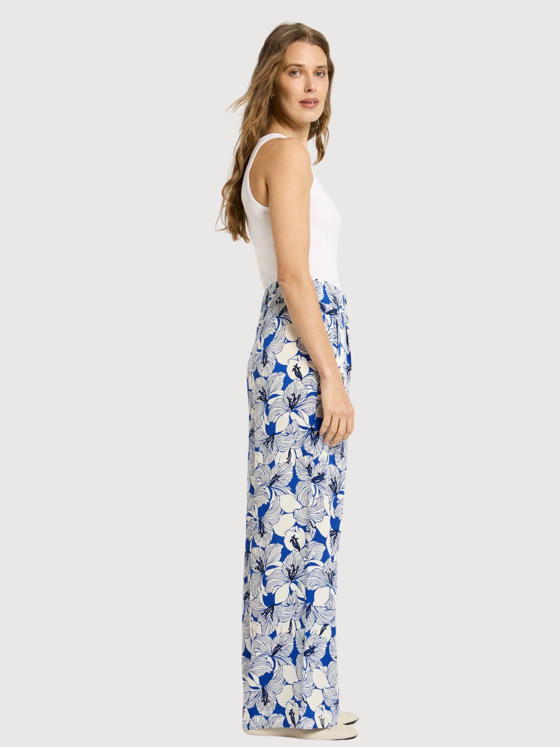Trouser WideLeg Print Bloom Lapis Lyocell | LANIUS