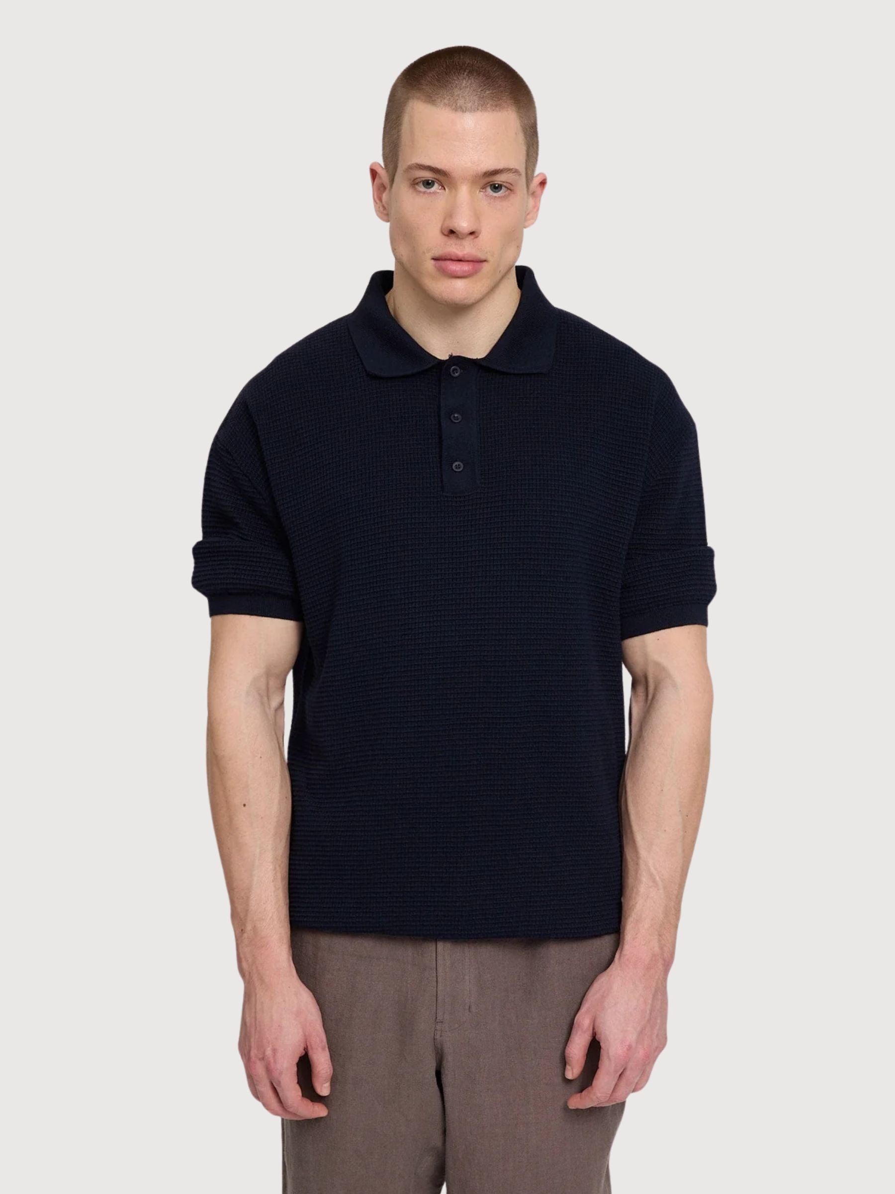 Hemd Knot Polo Man Indigo Gots Cotton | Mazine