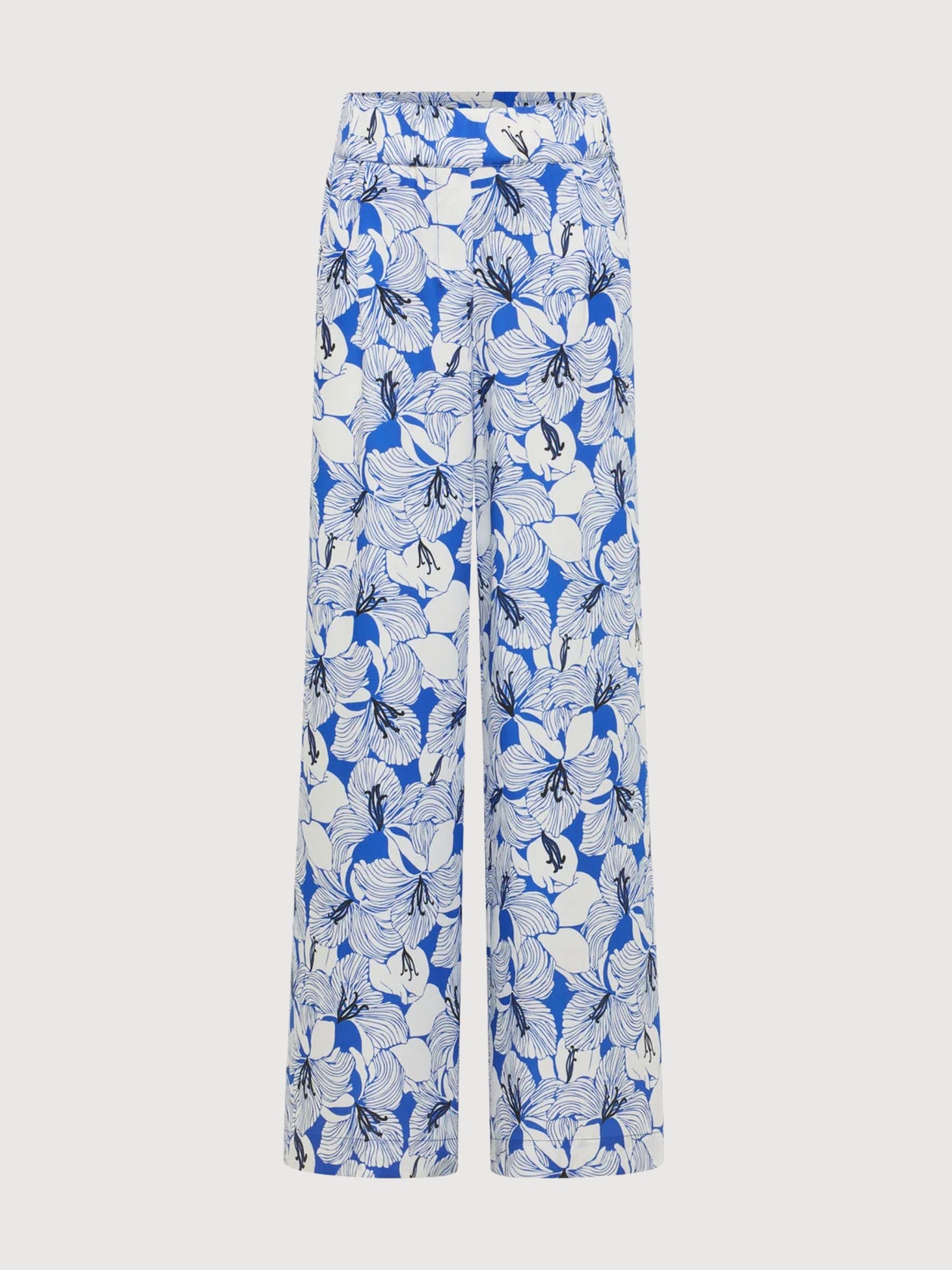 Trouser WideLeg Print Bloom Lapis Lyocell | LANIUS