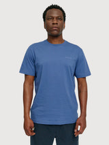 T-Shirt mit Rückendruck in Blau-Indigo/Palm Cotton | Mazine