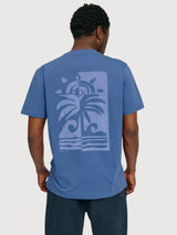 T-Shirt mit Rückendruck in Blau-Indigo/Palm Cotton | Mazine