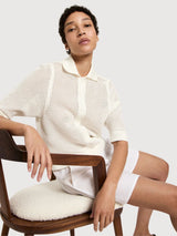 Cardigan ShortSleeve Offwhite Gots Cotton | LANIUS