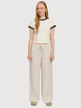 T-Shirt mit kontrastierenden Einfassungen, Damen, Offwhite | Mazine