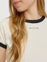 T-Shirt mit kontrastierenden Einfassungen, Damen, Offwhite | Mazine
