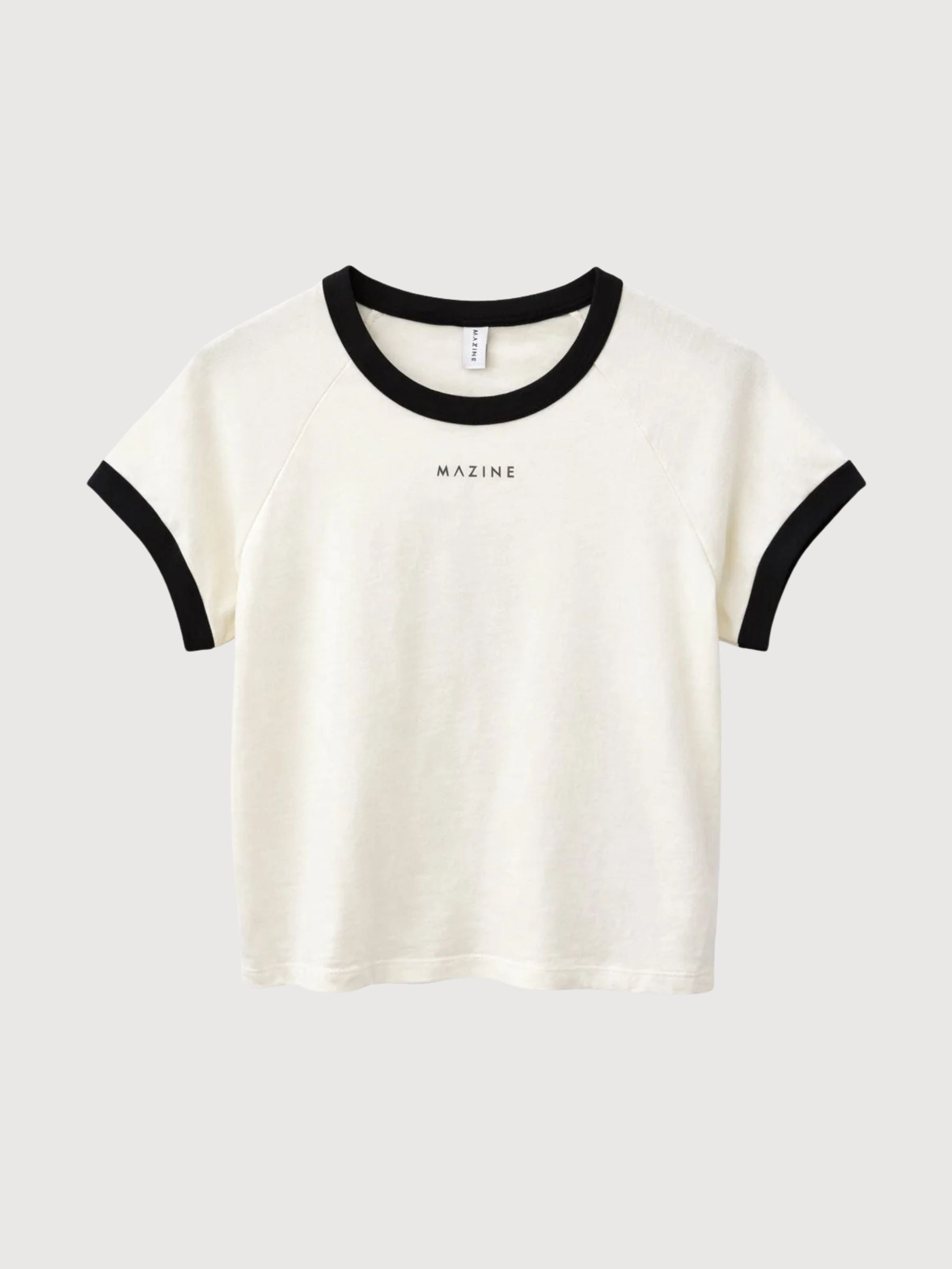 T-Shirt mit kontrastierenden Einfassungen, Damen, Offwhite | Mazine