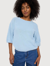 Pullover Half Sleeve Knit Woman Dream Blue | Mazine