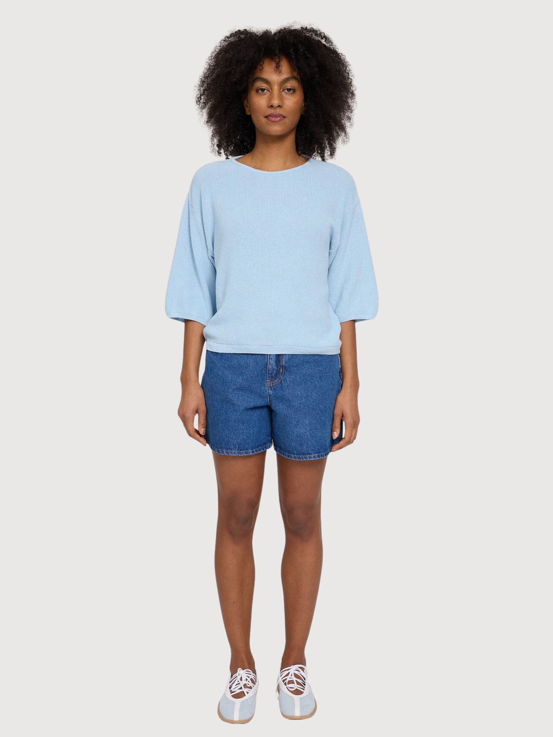 Pullover Half Sleeve Knit Woman Dream Blue | Mazine