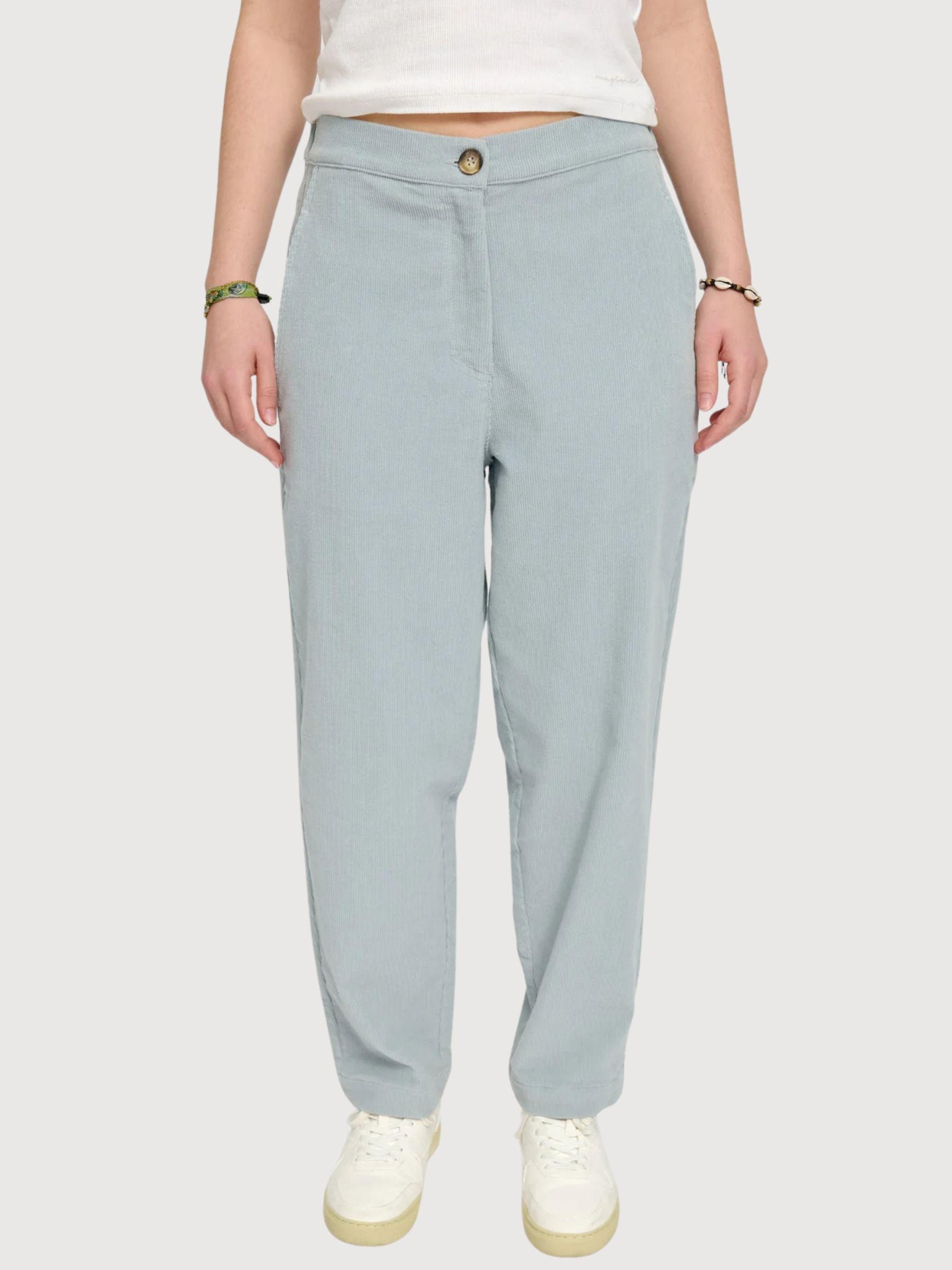 Trouser Corduroy Woman Cotton Pearl Blue | Mazine