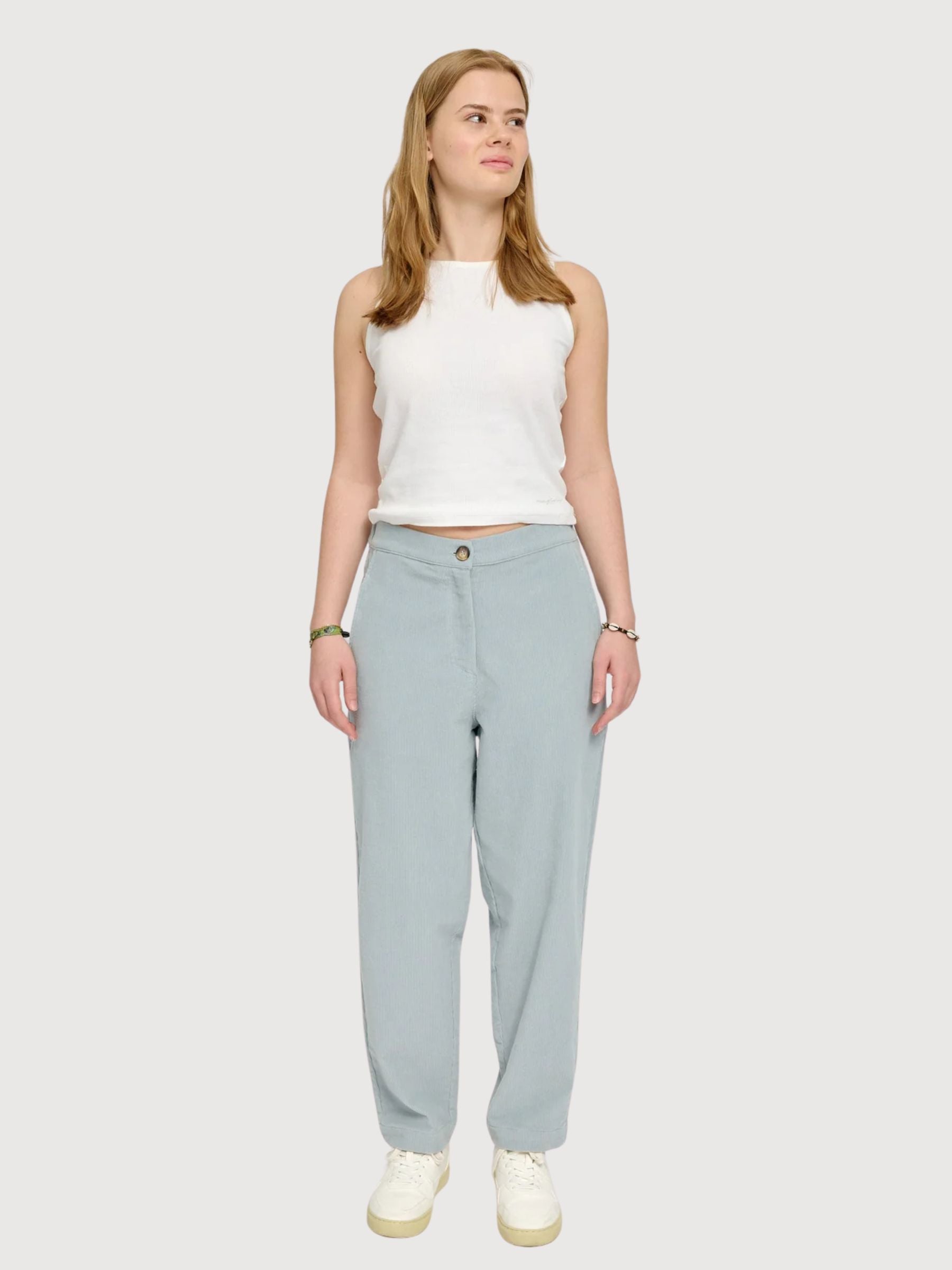 Trouser Corduroy Woman Cotton Pearl Blue | Mazine