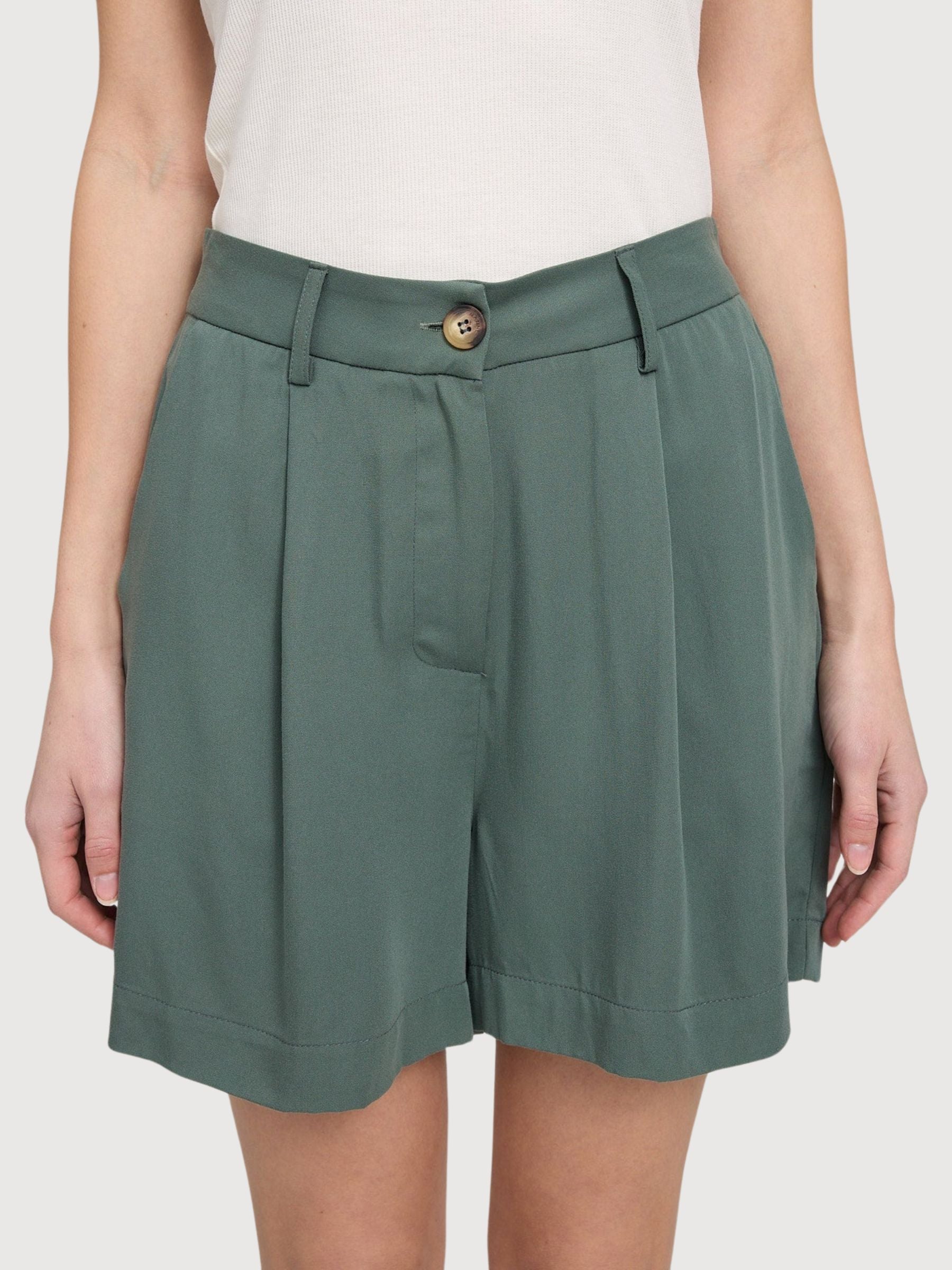 Shorts aus plissiertem Viskose-Stoff, Damenflasche | Mazine