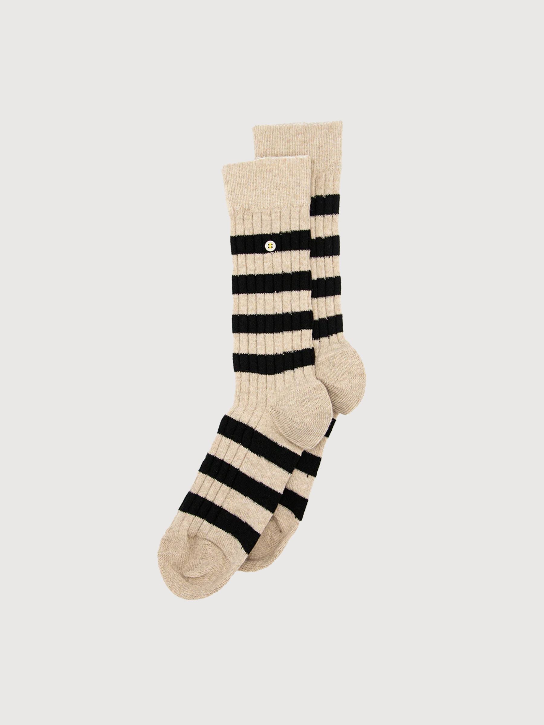 Merino Wool Stripes Socks Navy & Beige | Alfredo Gonzales