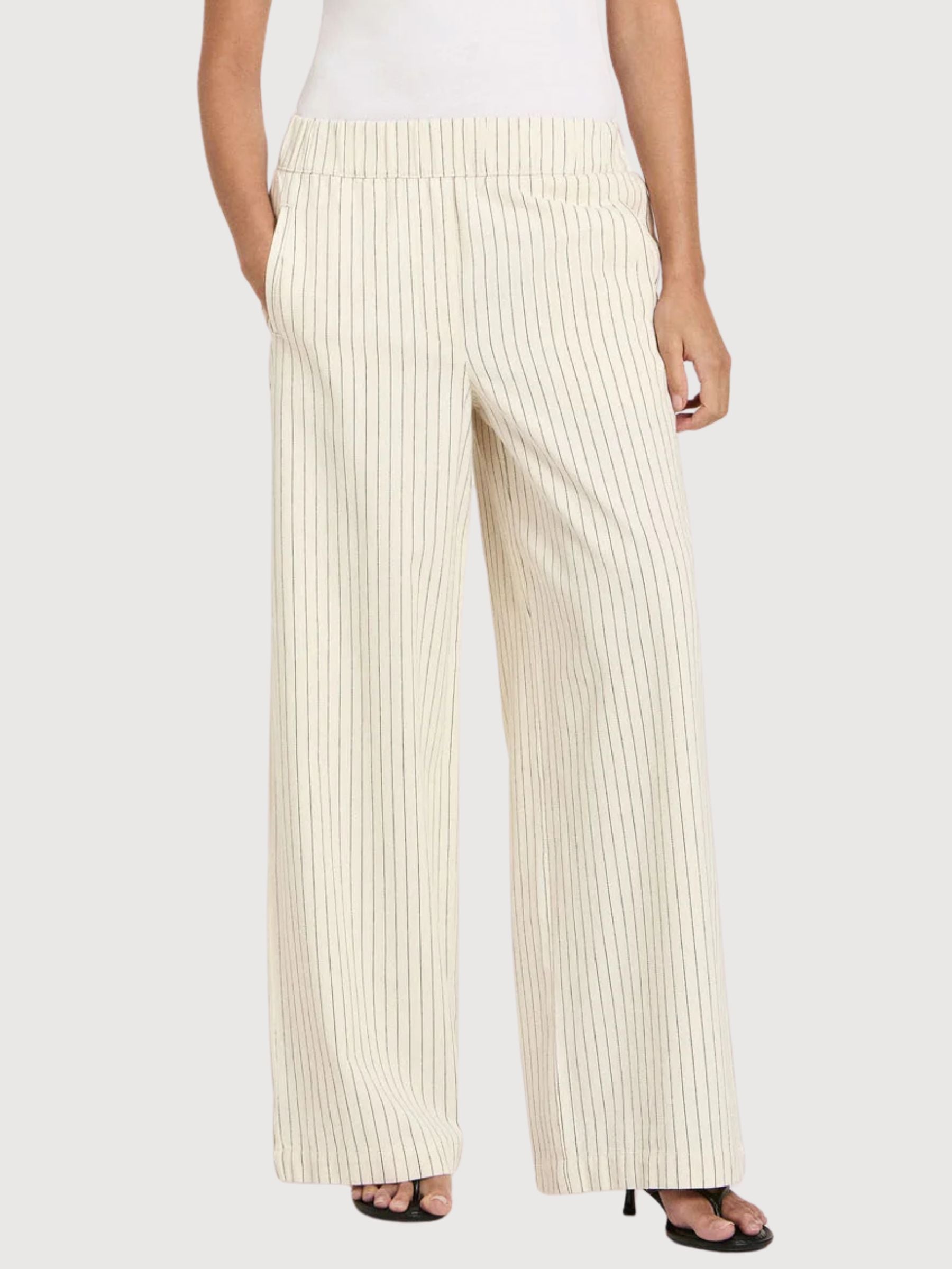 Trouser Striped White/Black Gots Cotton | Lanius