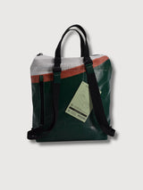 Backpack F201 PETE Dark Green Bianco Rosso in teli per camion usati | Freitag