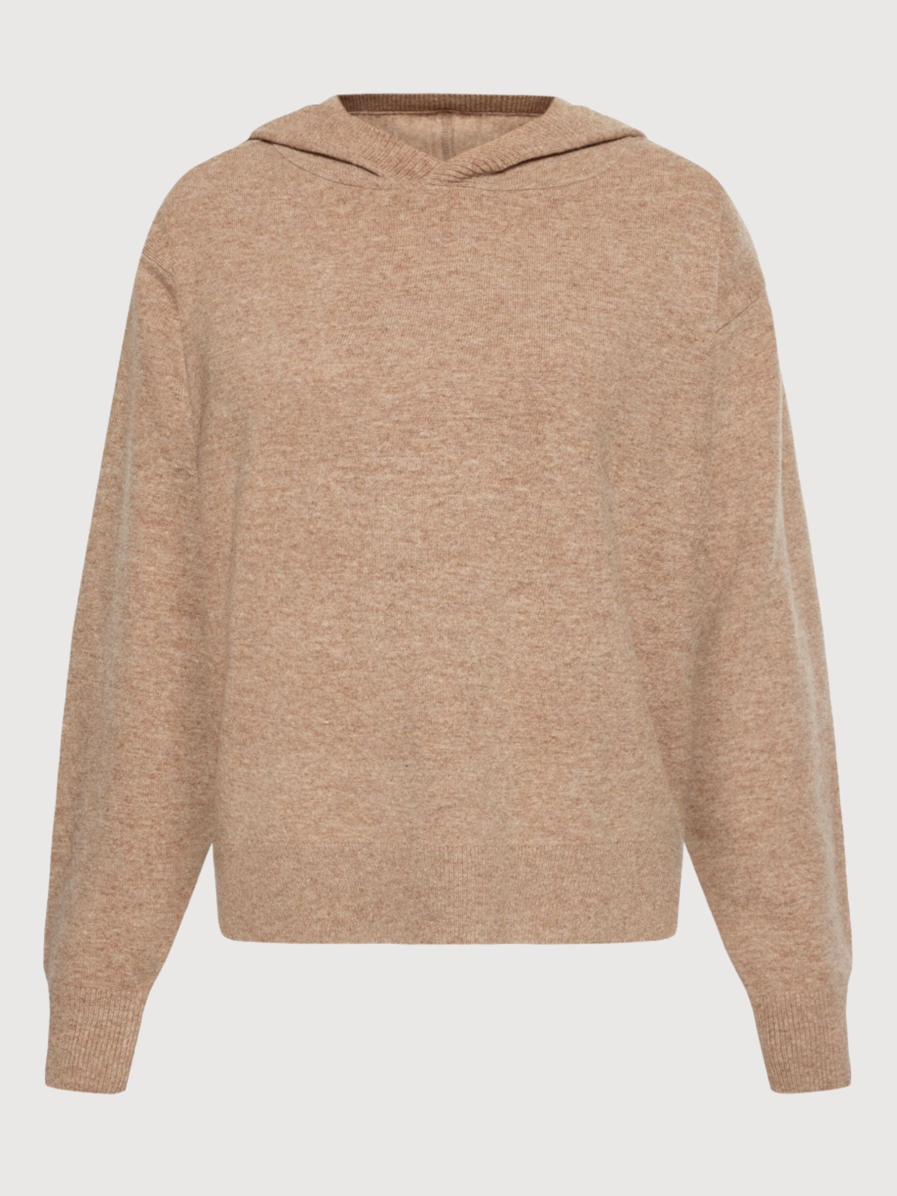 Felpa Cappuccio Beige Lana Donna | Knowledge Cotton Apparel