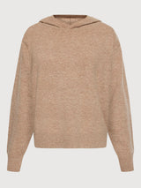 Felpa Cappuccio Beige Lana Donna | Knowledge Cotton Apparel