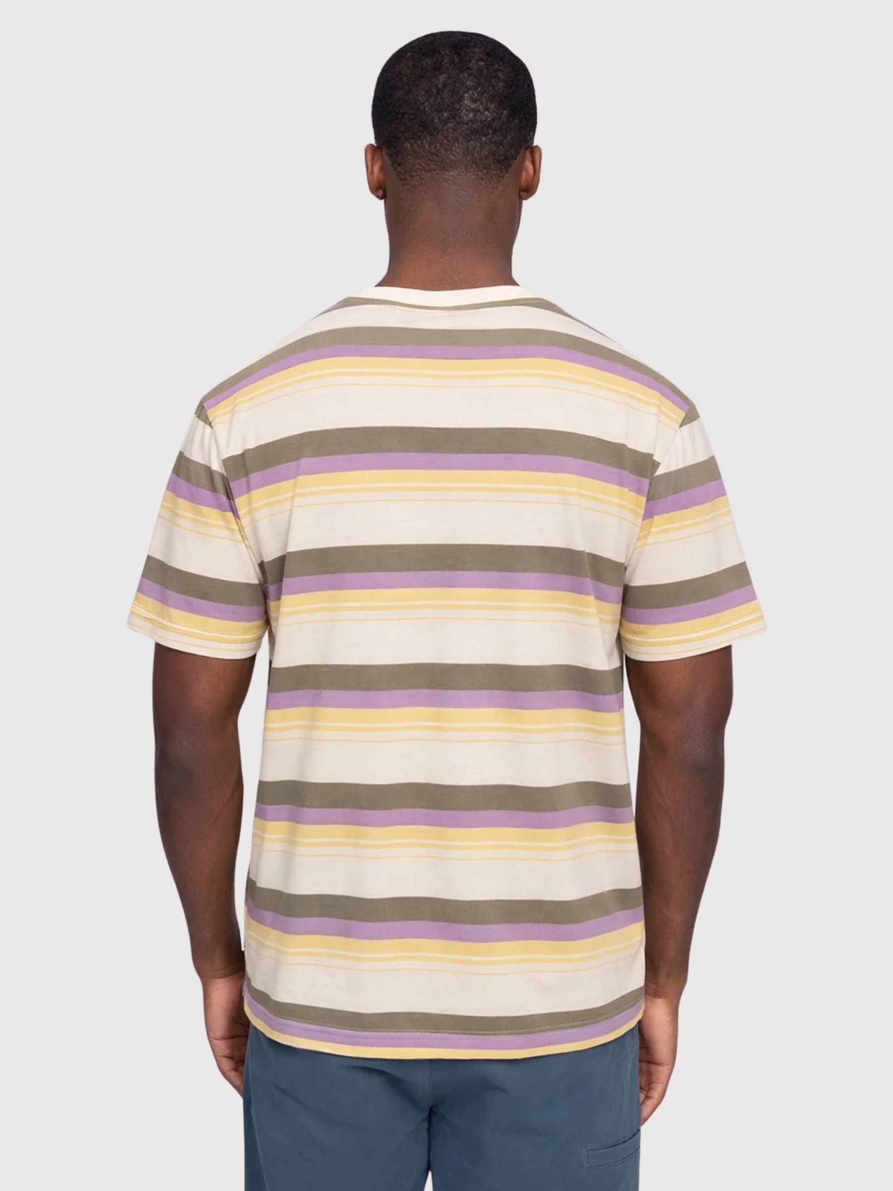 T-Shirt mit auffälligen Streifen, weiß/mehrfarbig | Mazine