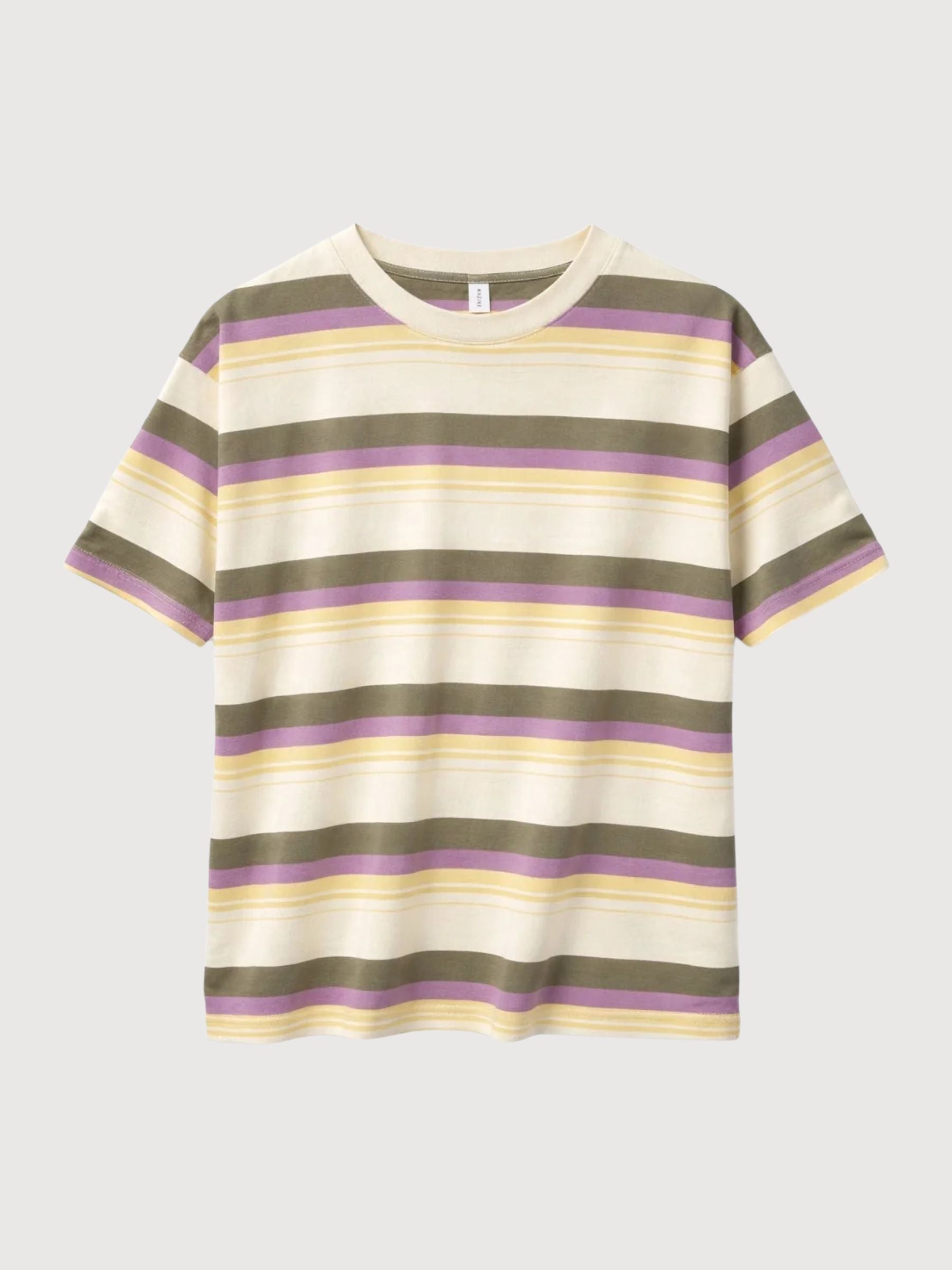 T-Shirt mit auffälligen Streifen, weiß/mehrfarbig | Mazine