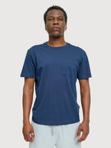TShirt Chest Pocket Man Blue Night Cotton | Mazine