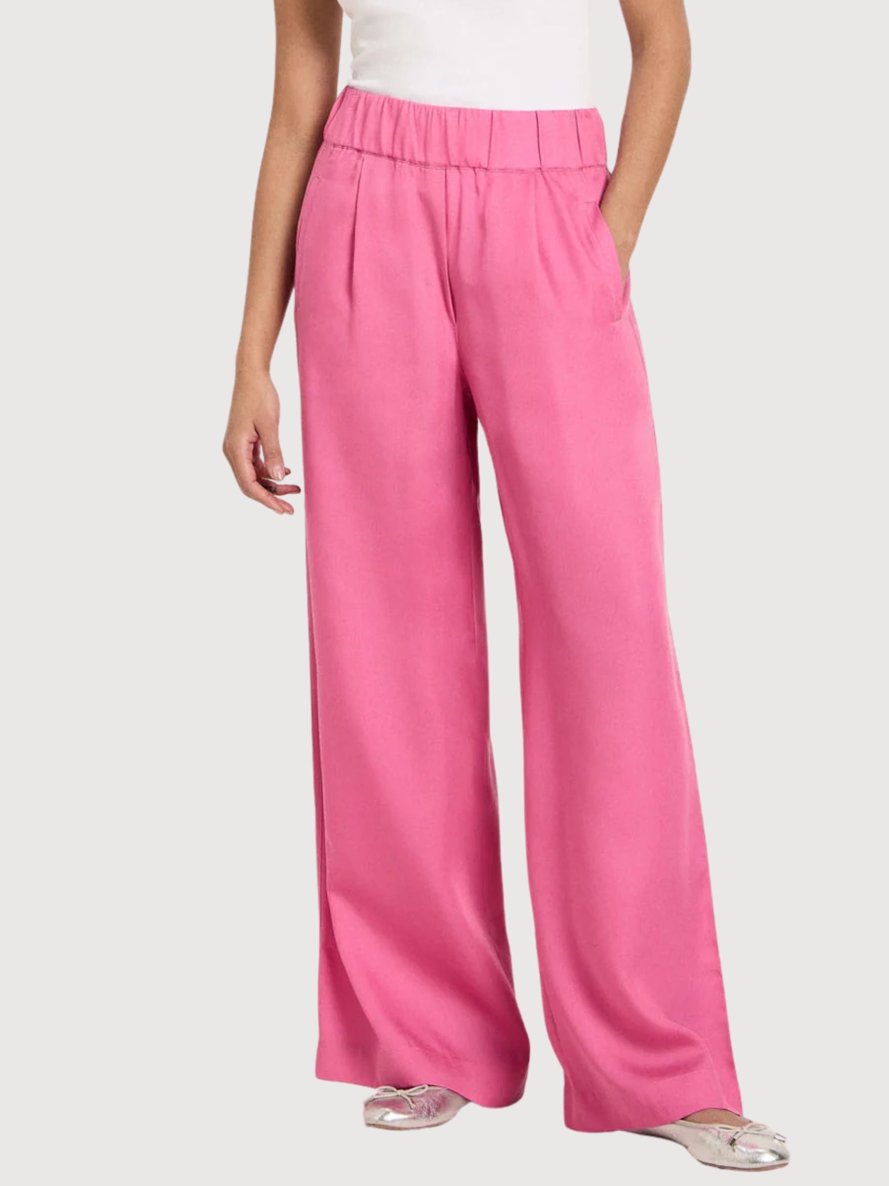 Pantalone Wide Leg Bright Orchid Lyocell | Lanius