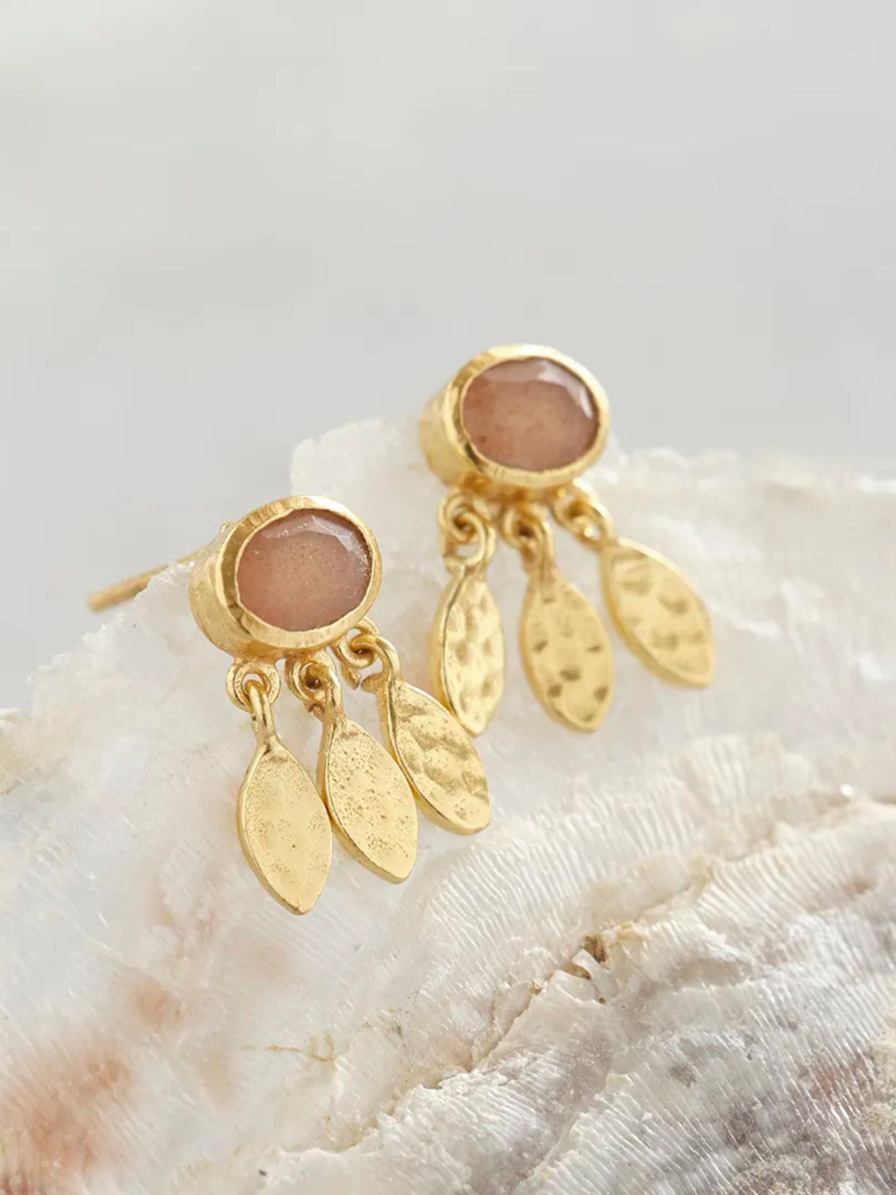 Belief Peach Moonstone Earrings GP