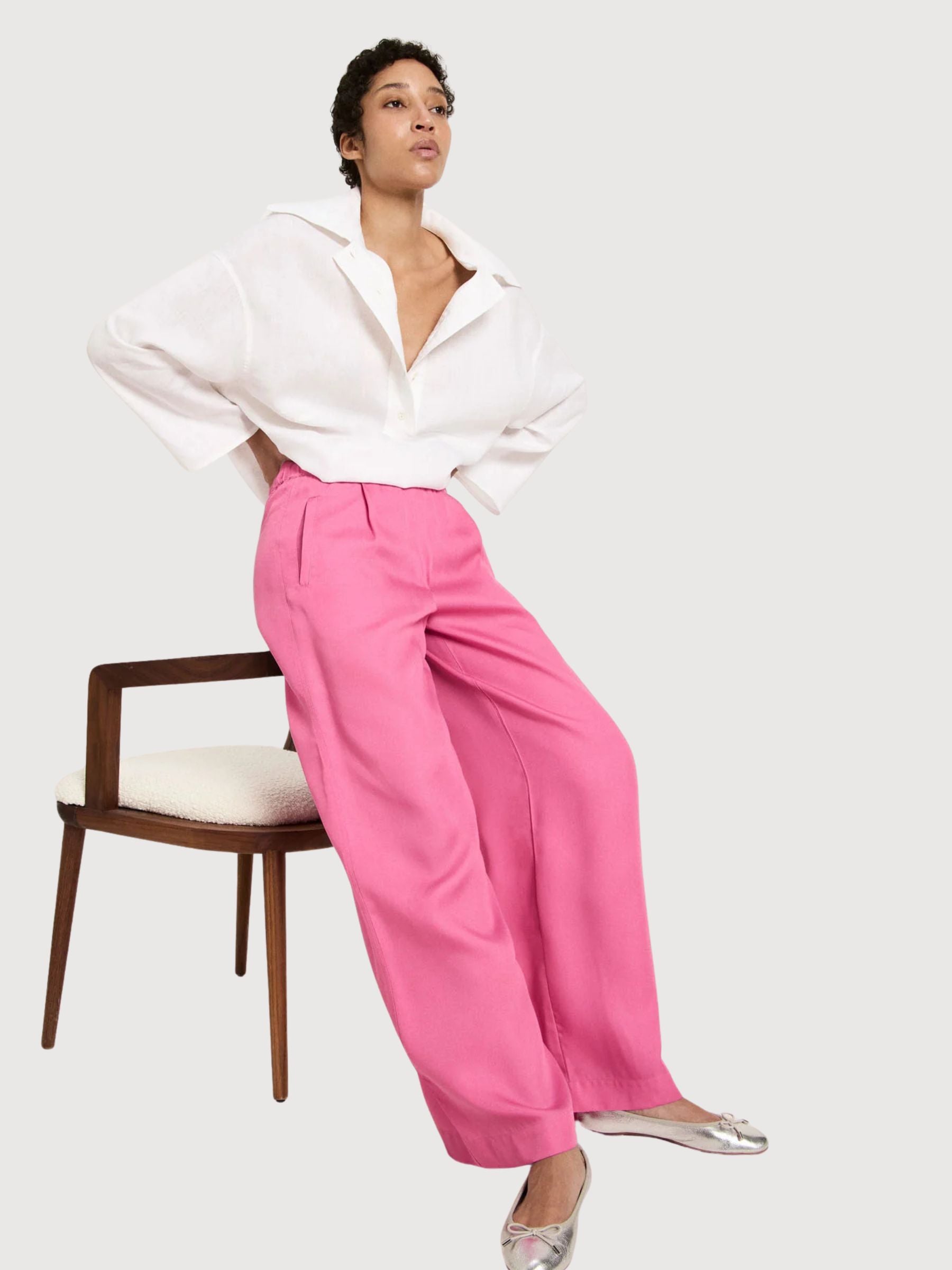 Pantalone Wide Leg Bright Orchid Lyocell | Lanius