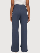 Gestreifte Rippstrickhose für Damen, Baumwolle, Tintenblau | Mazine