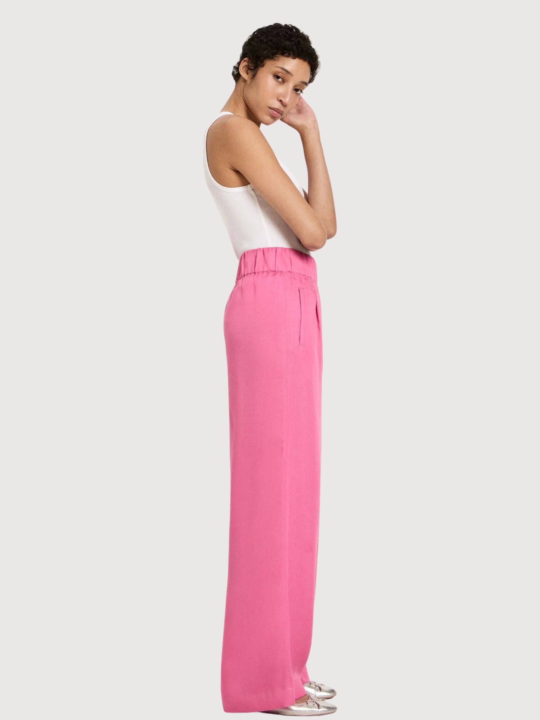 Pantalone Wide Leg Bright Orchid Lyocell | Lanius