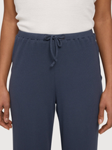 Gestreifte Rippstrickhose für Damen, Baumwolle, Tintenblau | Mazine