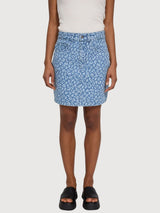 Skirt Mini Printed Denim Light Blue Wash | Mazine