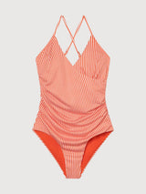 Wrap Swimsuit Klinte Thin Stripe Red | Dedicated