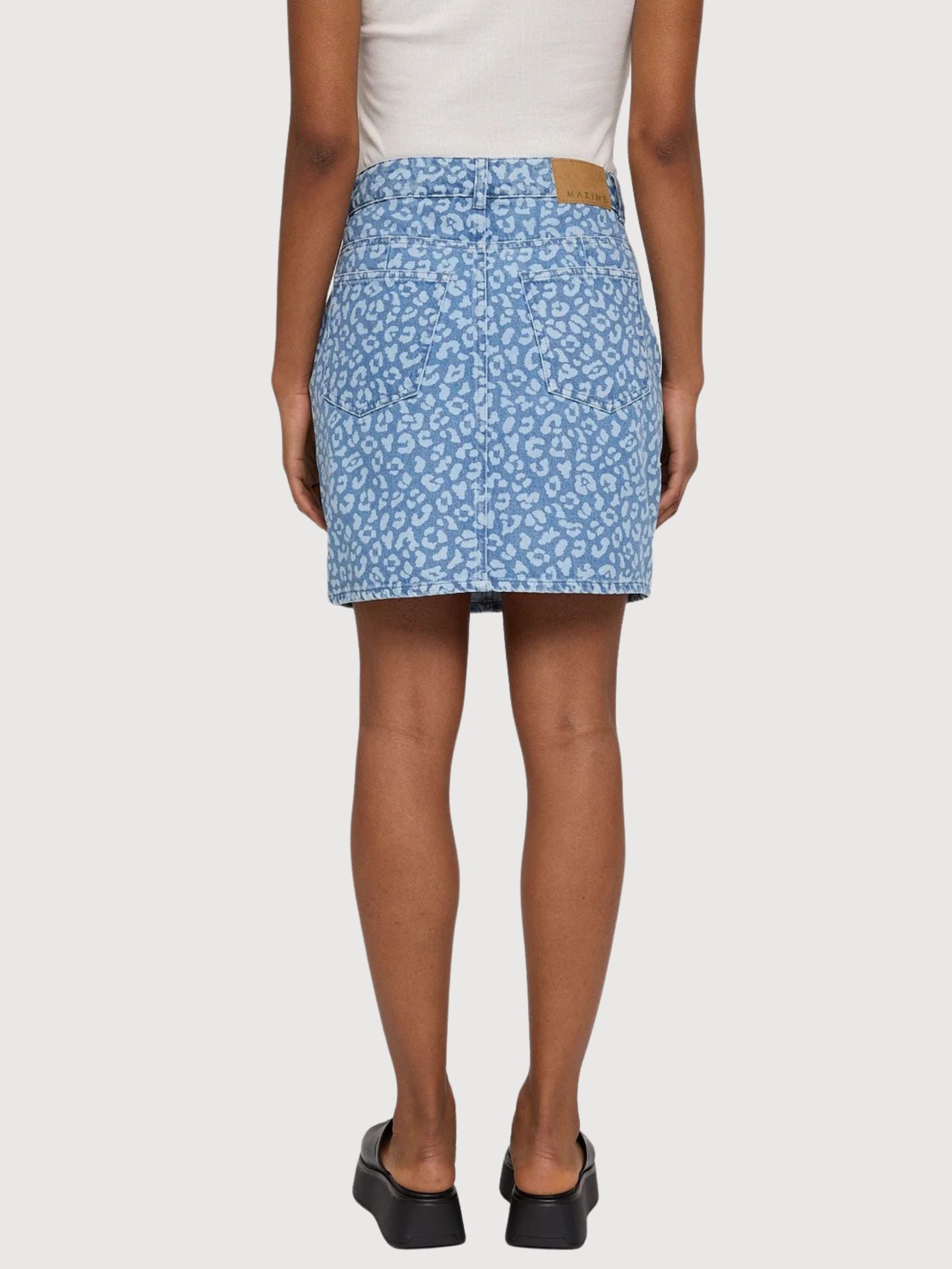 Skirt Mini Printed Denim Light Blue Wash | Mazine