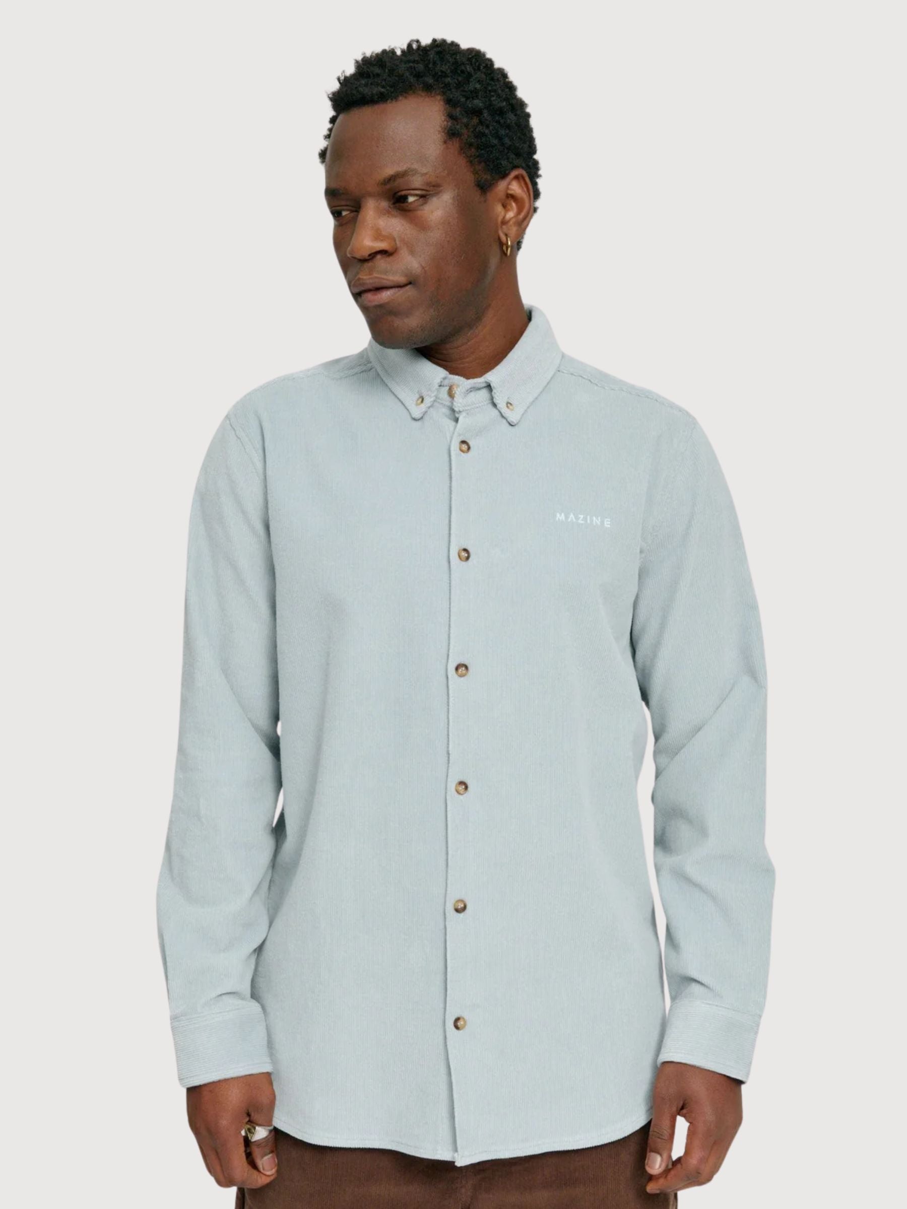 Corduroy Shirt Man Pearl Blue | Mazine