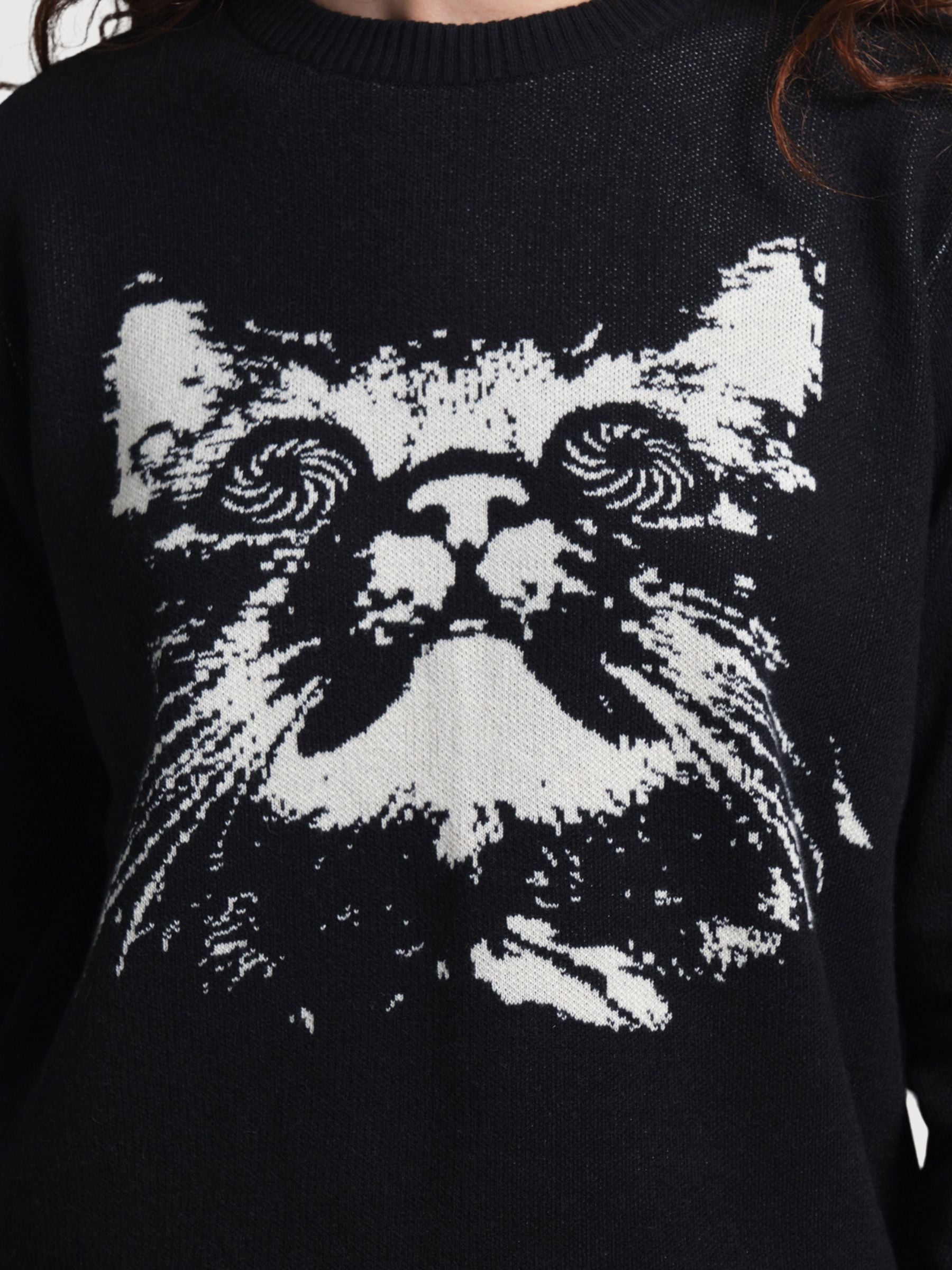 Arendal Maglione Gatto Psichedelico Nero | Dedicated