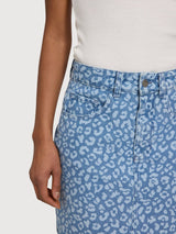 Skirt Mini Printed Denim Light Blue Wash | Mazine