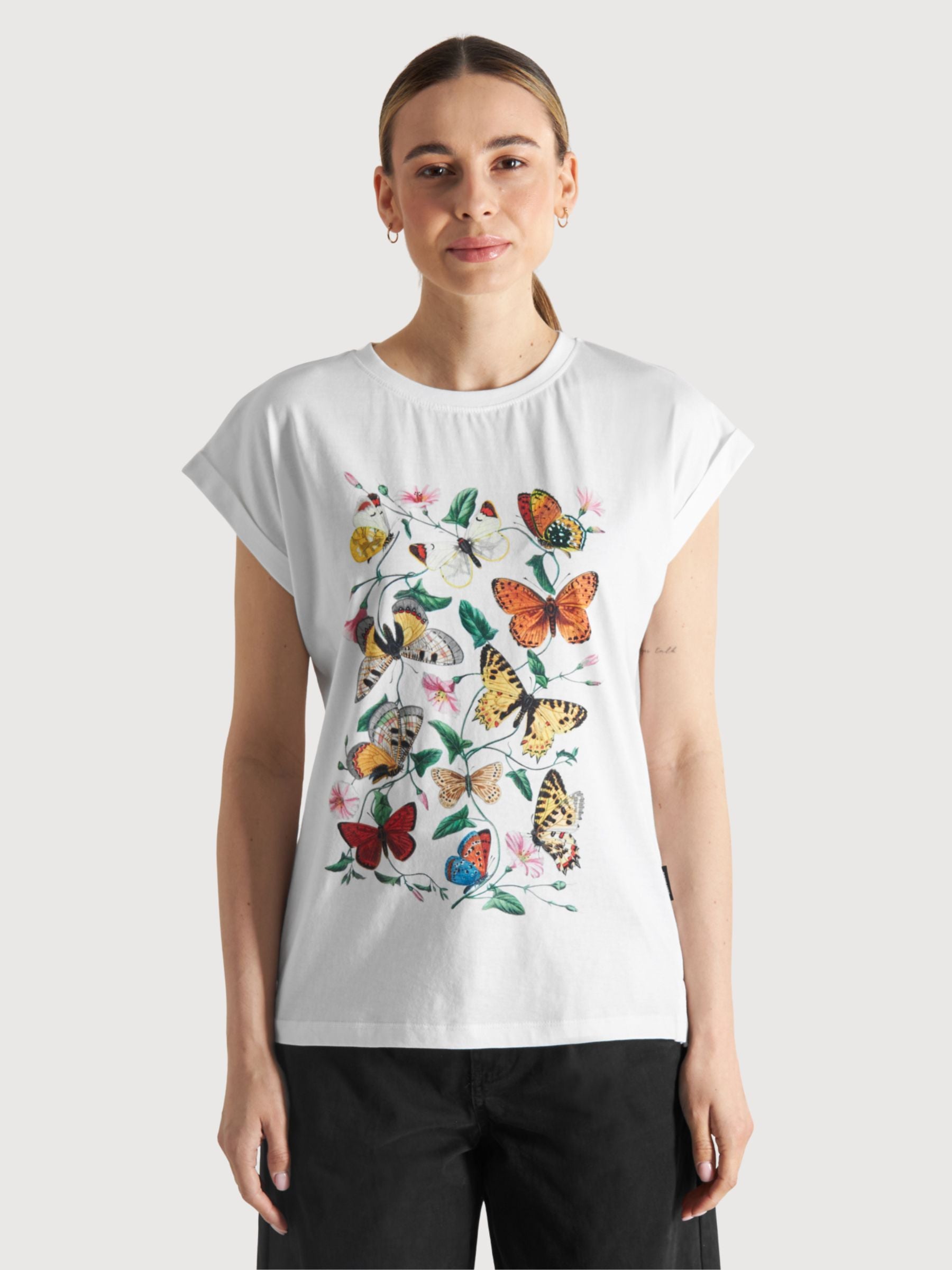 T-Shirt Visby Butterfly Bianco Donna | Dedicated