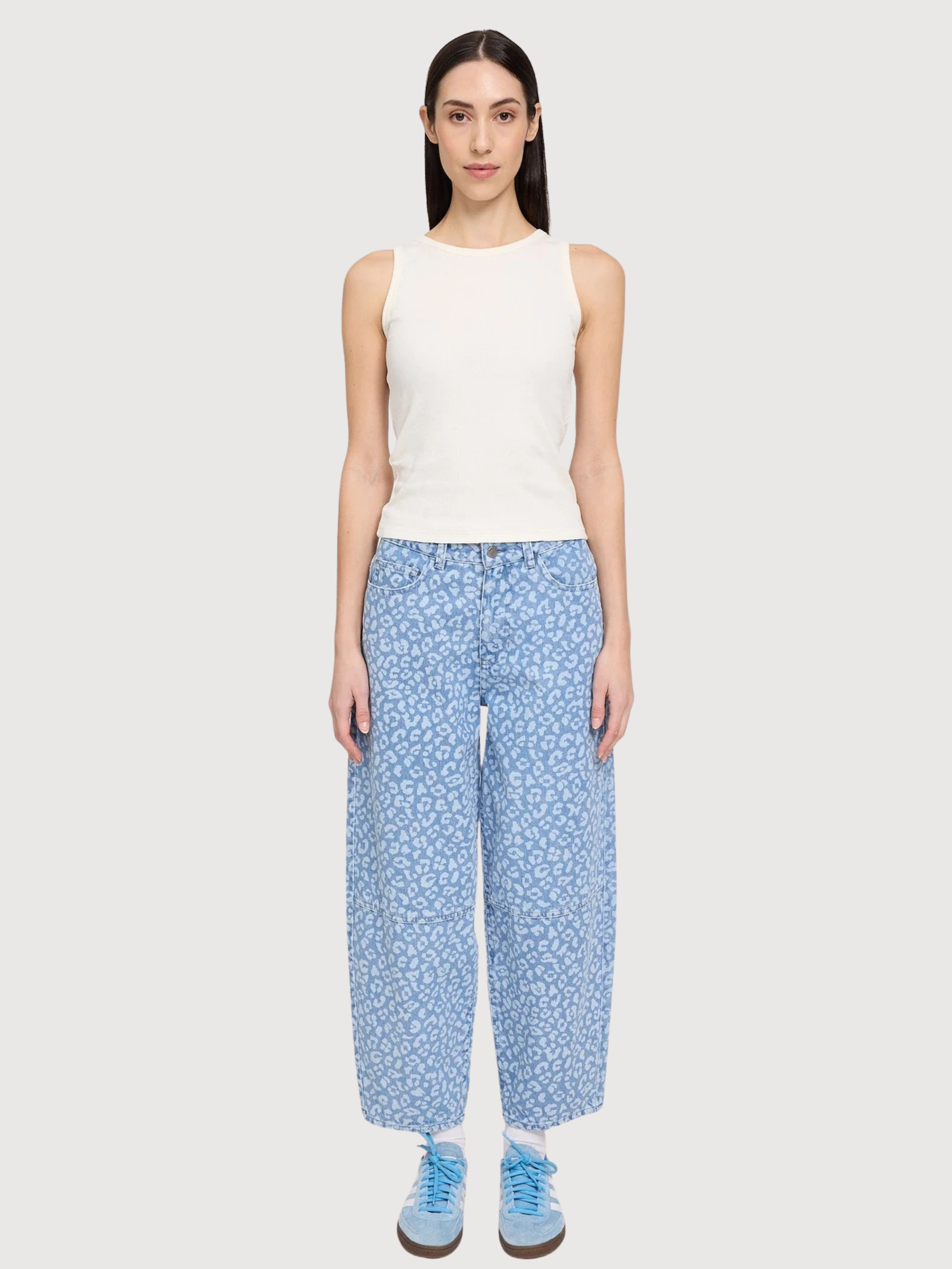 Jeans Printed Barrel Leg Woman Light Blue | Mazine