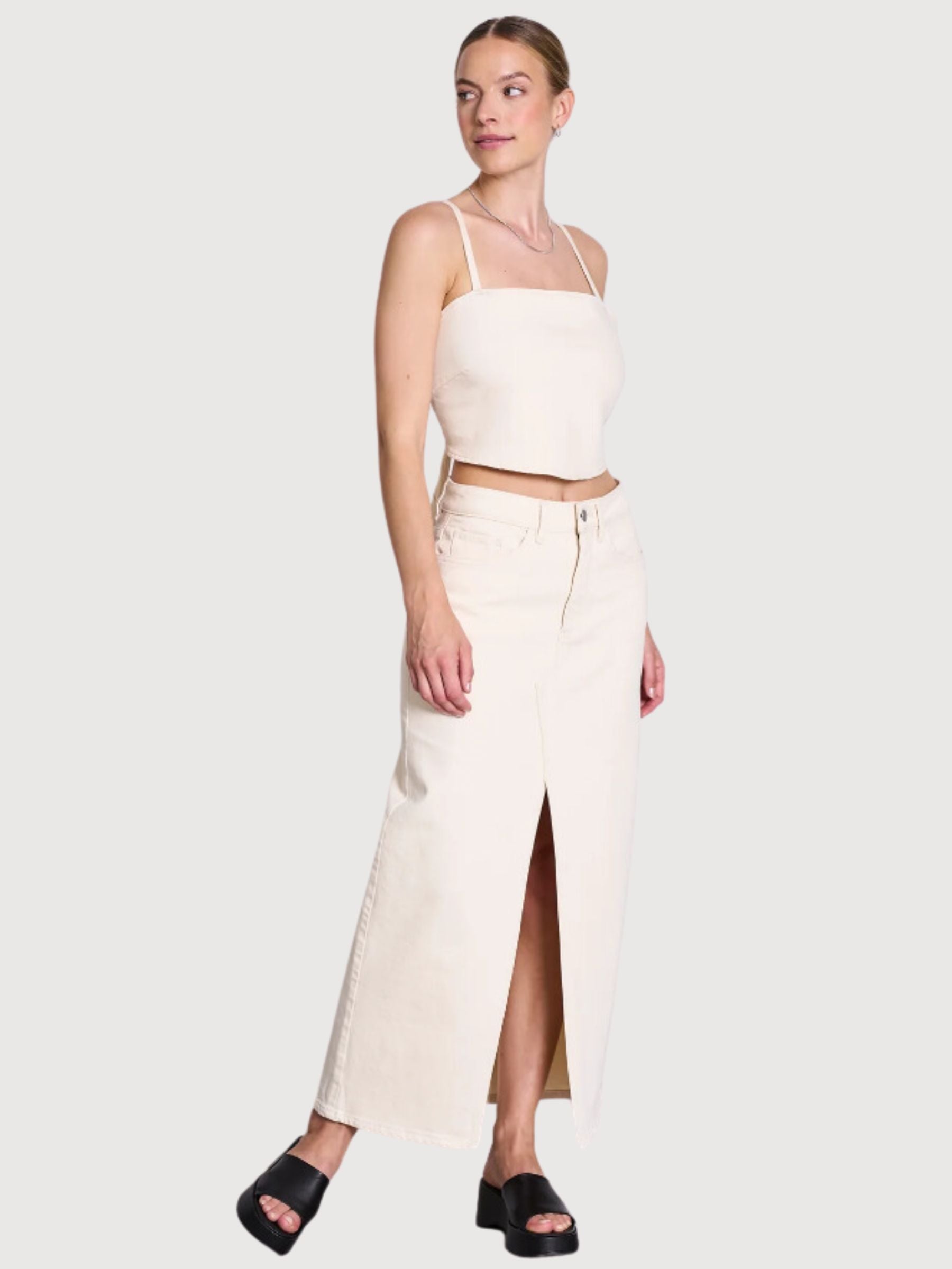 Skirt Denim Woman White Organic Cotton | Dawn